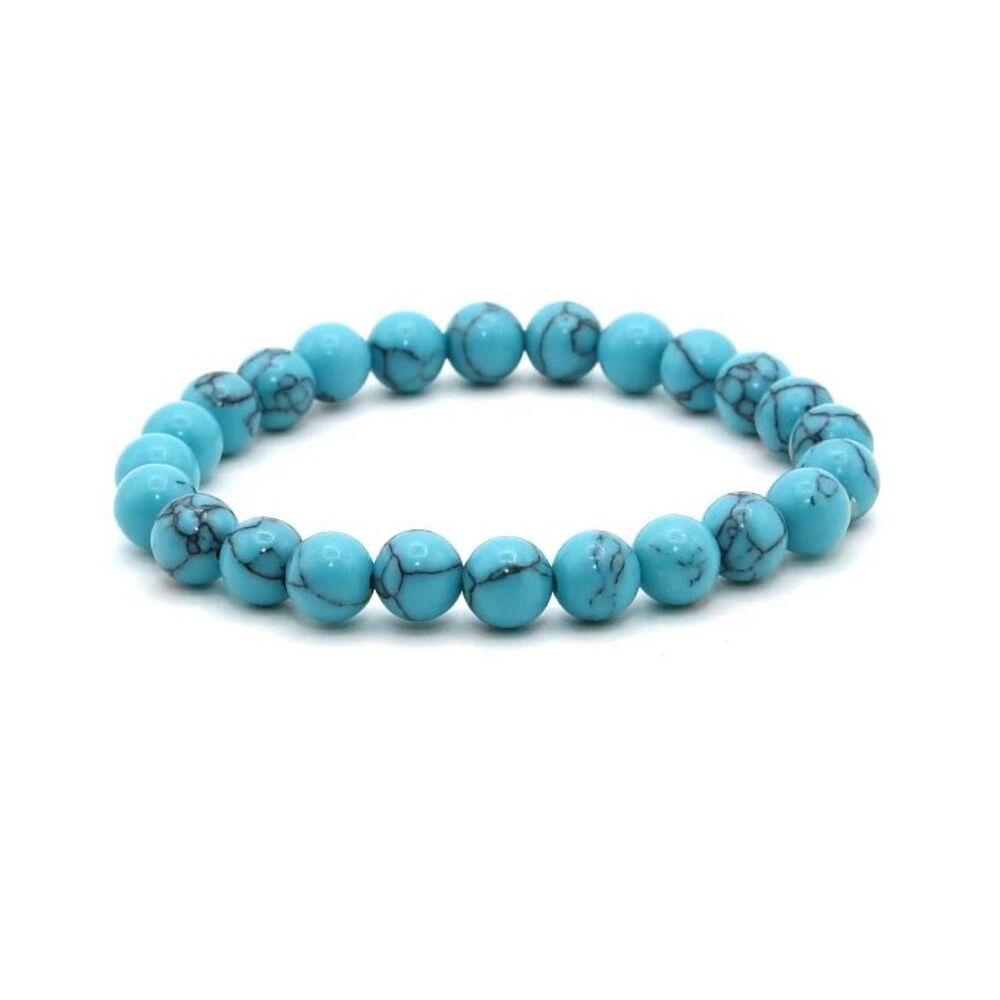 8mm Bead Natural Stone Turquoise Women's Stretch Bracelet